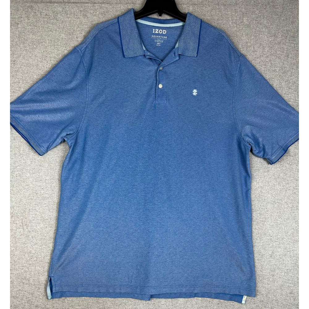 IZOD Advantage Performance Polo Shirt Mens 2XLT Blue Natural Stretch